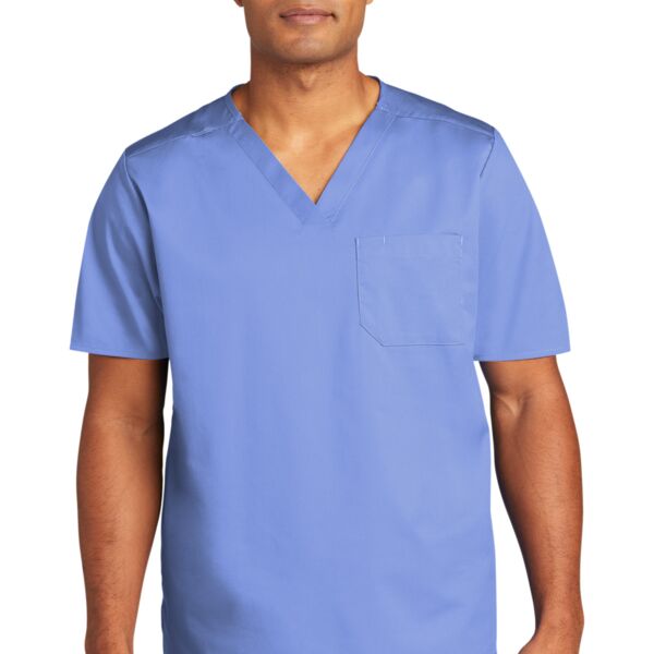 Unisex WorkFlex  Chest Pocket V Neck Top Thumbnail